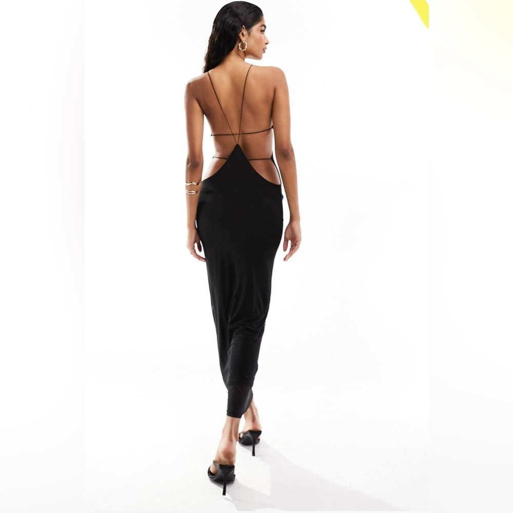 ASOS Black Backless Slip Dress Spaghetti Strap Cocktail